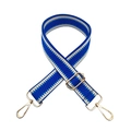 Adjustable blue and white chevron woven bag strap with premium gold hardware hooks - Royal Blue