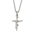 Silver flower cross pendant necklace with twisted chain in polished finish - May / Steel