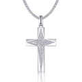 S925 sterling silver moissanite cross pendant with shimmering tennis chain in silver - Simple Pave Cross