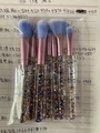 7-teiliges Make-up Pinselset mit transparentem Glitzergriff und blau-violetten Borsten - Ohne Tasche / Blau