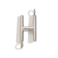 Silver letter H pendant in polished stainless steel with top and bottom rings - Letter H / Steel
