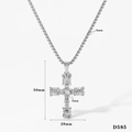 Collana con ciondolo a croce retrò con punte a corona e pietra centrale da 5 mm - Collana d'Argento (D585)
