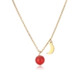 Collier en acier inoxydable doré avec pendentif croissant de lune et pierre naturelle rouge - Or Agate Rouge
