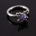 Anello per naso in acciaio argentato con opale colorato e otto sfere metalliche - NO 2-Opale Viola Argento