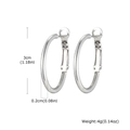 Orecchini a cerchio in acciaio inox argento da 30mm con spessore 2mm e chiusura sicura - Color Acciaio 30mm