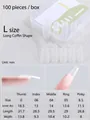 Size chart for long coffin fake nails with precise measurements in millimeters for L size - Long Coffin (Size L)