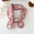 Pink cotton linen floral scarf with delicate lace trim for women in pastoral style - Flesh Pink Flower