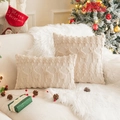Cream knit Christmas pillow cover set featuring 3D reindeer and tree textures - 30*50cm Without Core / Beige Reindeer