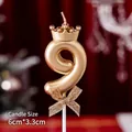 Golden number 9 birthday candle with crown and glitter bow 6cm x 3.3cm size - Number Candle Crown Bow Champagne Color 9