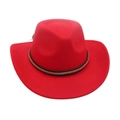 Chapeau fedora en feutre rouge classique avec ruban tressé marron pour un style vintage - Rouge