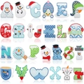 Set of 26 Chenille alphabet letter patches with winter Christmas themed embroidery - Set of 26pcs Winter Theme