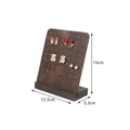 Dark brown wooden earring display board with 72 holes on a stable L-shaped base - 72-Hole Detachable Earring Board