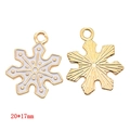 Golden snowflake charm with white enamel detail for DIY jewelry making 20x17mm - A7-437-white/20*17mm/1.25g