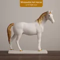 Modern white and gold horse statue ornament for Nordic living room decor 21x8x20.5cm - Simple Horse Figurine 8732