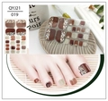 Detailed toe nail stickers set with earth tones, stone patterns, and pearl accents - QYJ21-019