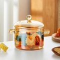 Olla de vidrio de borosilicato ámbar con tapa y asas dobles para cocina doméstica - 1.5L Transparente