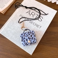 Mini leopard print suede coin purse necklace in light blue with gold hardware - Leopard Mini Bag Pendant (24#) / White