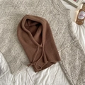 Brown knitted Balaclava hood scarf with drawstring for women in a cozy winter setting - One Size (55-60cm) / Brown