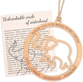 Wooden elephant circle friendship pendant on sisterhood card for sisters - Round Elephant Hollow-Sister Circle Card