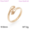 Anillo de abrazo en oro rosa pulido para parejas, ancho 8mm y diseño ajustable - US 6 / Oro rosa