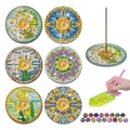 DIY diamond painting incense burner set with 6 mandala coasters and craft tool kit - Mandala - 6 Pcs Set