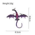 Purple dragon brooch with crystal accents and enamel finish measuring 8.5cm by 8.0cm - Purple/Rhinestone