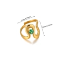 Detailed size view of a gold wavy ring featuring a green zircon stone and 19mm diameter - Green Gemstone Irregular Style / Gold