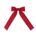 Solid red satin bow hair clip with long streamers for girls in macarons style - Bright Red