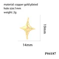 Macro shot showing dimensions of 19mm copper gold plated zircon cross charm with 1mm hole - P04187 (Gold Medium Cross)