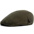 Béret vert olive foncé en suédine avec boucle latérale en métal et fini texturé - Réglable / Vert Militaire