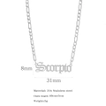 Silver Scorpio necklace in 316 stainless steel with a figaro chain and measurements - Scorpio / Steel