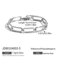 Waterproof silver paperclip link bracelet in hypoallergenic stainless steel - Silver Rectangular Paperclip Style (JDB0104003-S)