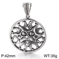 Retro hip hop sun god pendant in oxidized steel finish, 42mm diameter style - Vintage Hollow Sun (KP56295-BD)