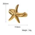 Dettaglio di un anello a stella marina dorato con misure 20,5 mm x 17,4 mm - Oro
