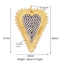 Gold-plated double heart pendant with micro-pave white zircon inlay and sunburst edge - Radiant Rays Heart / Gold
