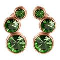 Roségoudkleurige 16G stalen oorknopjes met drie gegradueerde groene facetkristallen - 16G-6mm-Linkeroor / Roségouden Basis - Lichtgroene Zirkoon
