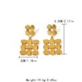 Goldene gewebte geometrische Ohrringe aus Edelstahl mit 5,5 cm Länge im Retro-Stil - Gold gewebter quadratischer Stil