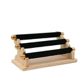 Espositore per gioielli a tre livelli con barre in velluto nero e base in legno - Nero