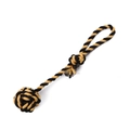 Durable black and yellow braided cotton rope dog toy with chew ball and handle loop - TB13116-Style 3 (Black-Yellow Interactive) / Black and Yellow