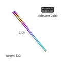 Iridescent 304 stainless steel square chopsticks 23cm long with non-slip grip - 23CM / Rainbow
