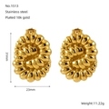 Vintage 18k vergoldete Edelstahl-Ohrringe in gedrehter Ovalform für Damen - Retro Gerippter Ovaler Stil (ZE1513G)