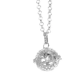 Détail du pendentif cage creuse argenté avec symbole Om et collier à chaîne à maillons - Argent