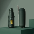 Dark green 5-fold capsule umbrella with yellow strap and hard storage case UPF50+ - Dark Green (with Storage Bag)