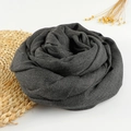 Charcoal grey linen cotton scarf rolled in a floral shape with fringed edges - 190x100cm / 3# Black Grey
