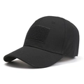 Detail of black tactical baseball cap featuring ripstop fabric and front velcro patch - One Size / Black (14#)