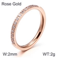 Minimalist 2mm rose gold stainless steel ring featuring a half-circle diamond inlay - US 6 / Rose Gold (KR50388-GC)