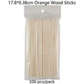 Pack of 100 professional 17.8cm orange wood nail sticks for cuticle care and manicure - 17.8cm Wood Stick (100 Pcs/Pack)