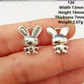 Pendentif lapin argenté avec gravure LOVE pour bijoux DIY, breloque de 13x16mm - Style 13 Lapin Love
