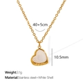 Golden titanium heart necklace with white shell inlay and 520 engraving detail - Gold White Shell Necklace
