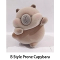 Cute Style B crawling capybara figurine with soft flocking texture and pink cheeks - 3049 Laying Capybara